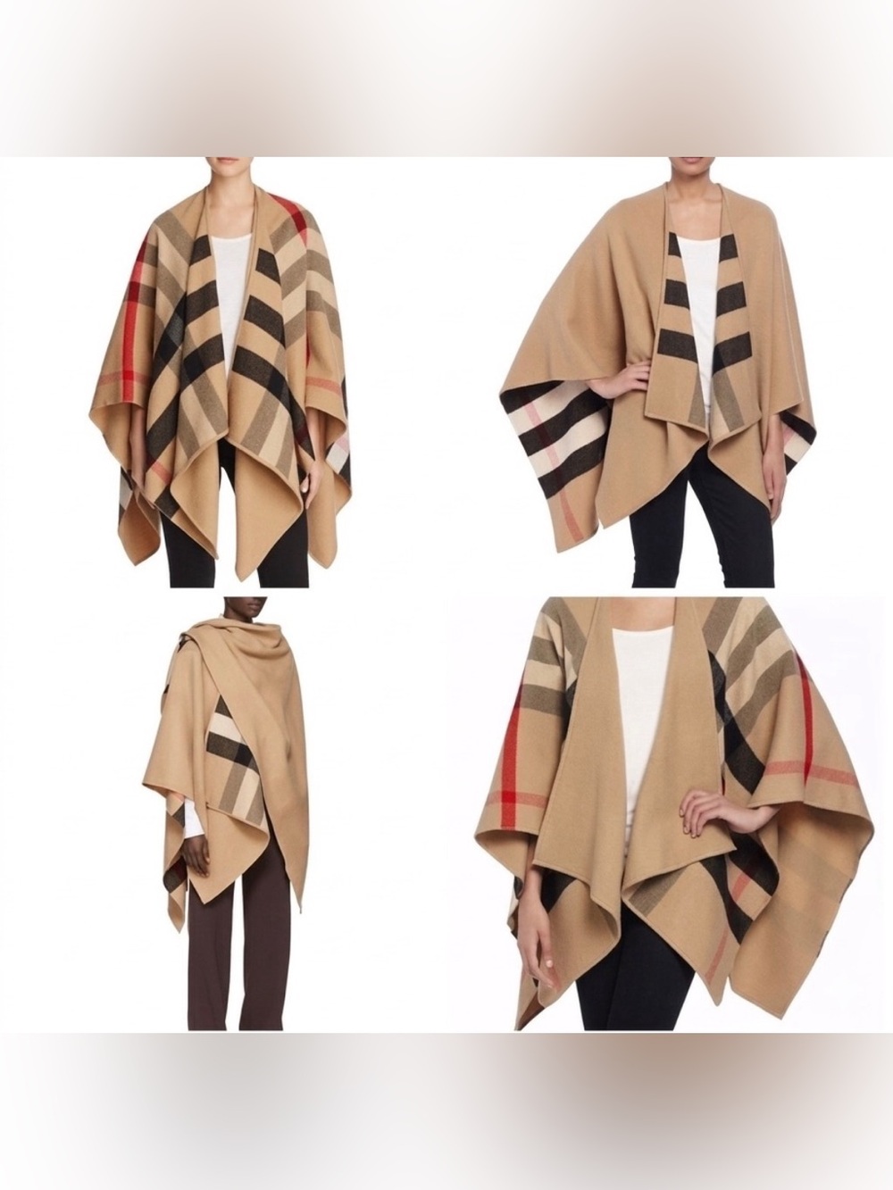 Burberry REVERSABLE Camel and Black Check Cape NWT - Picture 2 of 6